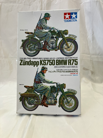 【中古】【未組立】ミリタリーミニチュアシリーズ No.23 ドイツ陸軍 ツェンダップ KS750 & BMW R75＜プラモデル＞（代...