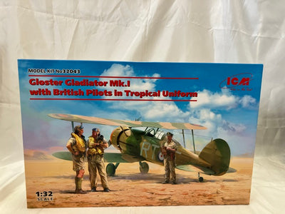 【中古】【未開封】ICM 1/32 イギリス空軍 グロスター グラジエーター Mk.I w/熱帯仕様パイロット＜プラモデル＞（代引き不...