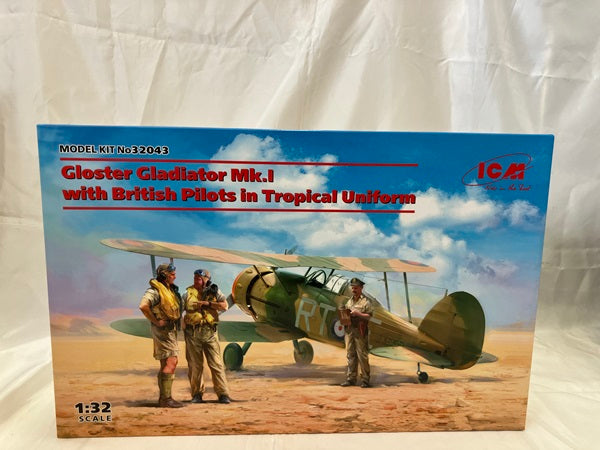 【中古】【未開封】ICM 1/32 イギリス空軍 グロスター グラジエーター Mk.I w/熱帯仕様パイロット＜プラモデル＞（代引き不可）6512