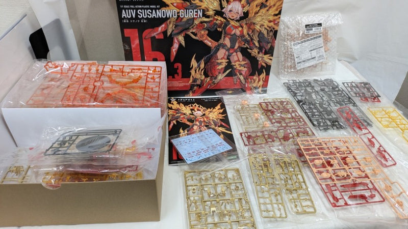 【中古】【未組立】【特典付】1/1 皇巫 スサノヲ 紅蓮 「メガミデバイス」特典特別カラー髪パーツ＆タンポなし顔パーツ付き＜プラモデル＞（代引き不可）6537