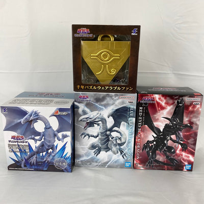 【中古】【未開封】【セット】「遊☆戯☆王デュエルモンスターズ」千年パズルウェアラブルファン＆青眼の白龍＆真紅眼の黒竜　フィギュアセット...