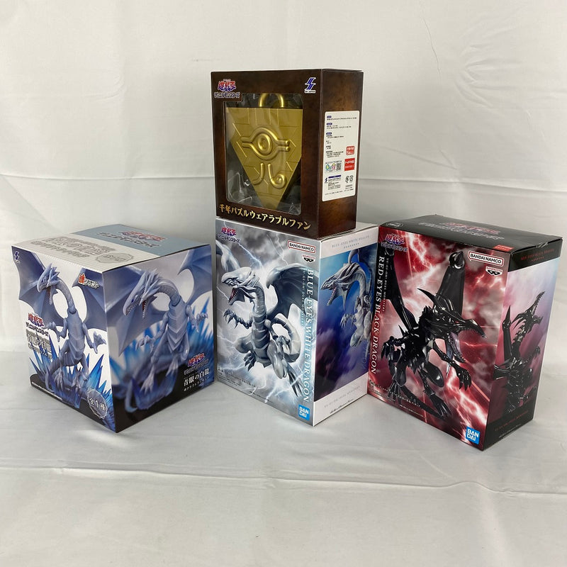 【中古】【未開封】【セット】「遊☆戯☆王デュエルモンスターズ」千年パズルウェアラブルファン＆青眼の白龍＆真紅眼の黒竜　フィギュアセット＜フィギュア＞（代引き不可）6541