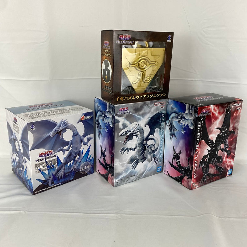 【中古】【未開封】【セット】「遊☆戯☆王デュエルモンスターズ」千年パズルウェアラブルファン＆青眼の白龍＆真紅眼の黒竜　フィギュアセット＜フィギュア＞（代引き不可）6541