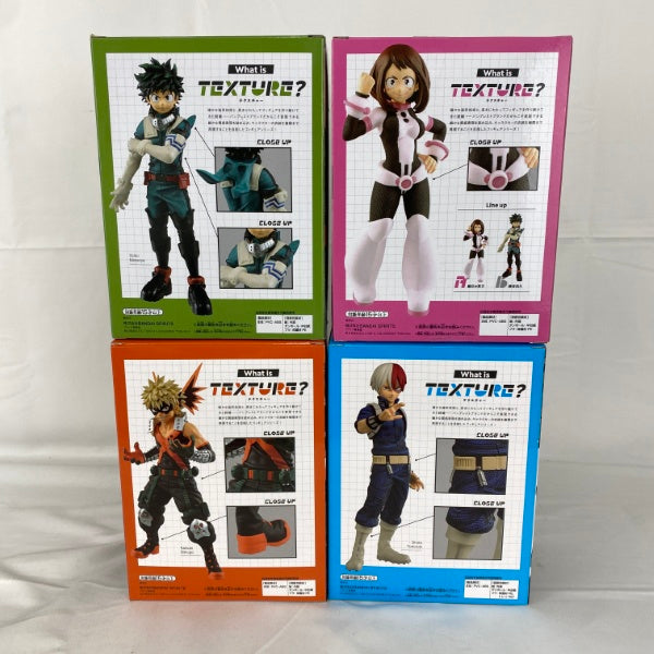 中古】【開封品】【セット】僕のヒーローアカデミア Texture- 緑谷出久/麗日お茶子/爆豪勝己/轟焦凍 4点＜フィギュア＞（代引き不可