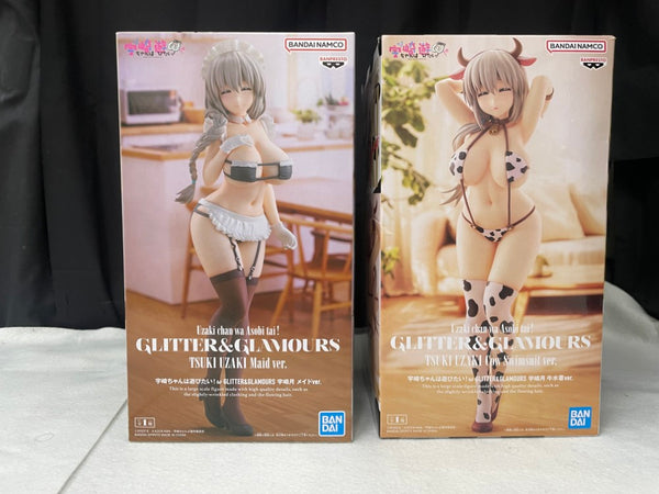 【中古】【開封品】【セット】宇崎月 「宇崎ちゃんは遊びたい!ω」 GLITTER＆GLAMOURS 宇崎月 牛水着ver.+メイドver.＜フィギュア＞（代引き不可）6545