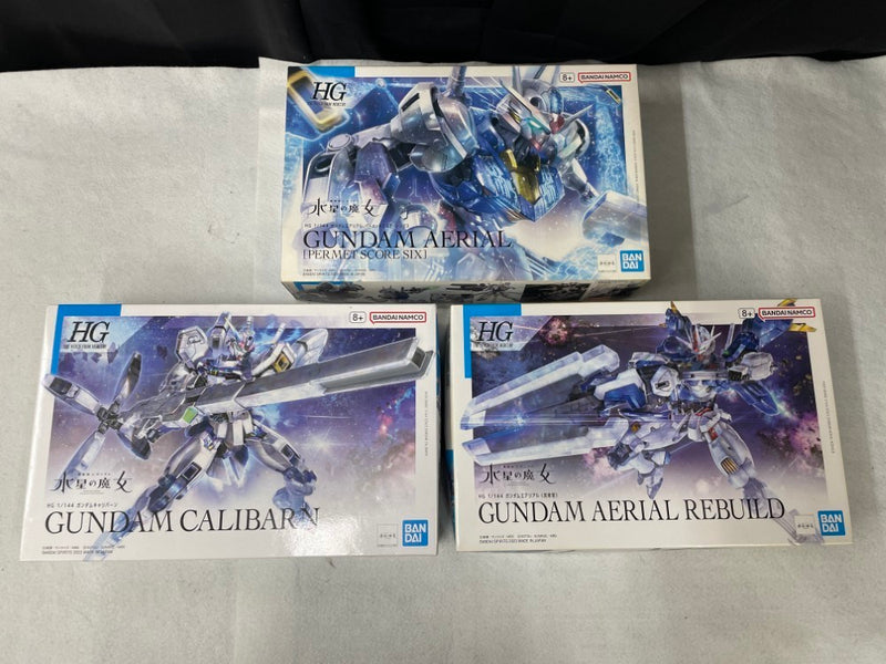 【中古】【未組立】【セット】 機動戦士ガンダム 水星の魔女　1/144HG3種セット　エアリアル+エアリアル改修型+キャリバーン＜プラモデル＞（代引き不可）6545