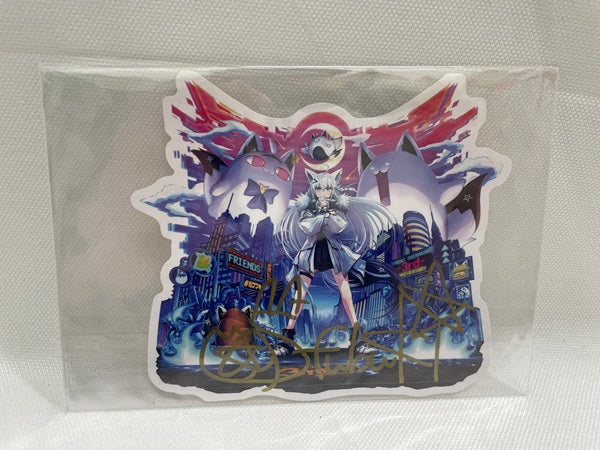 【中古】【開封品】白上フブキ 活動3周年記念 直筆サイン入りダイカットポストカード ＜コレクターズアイテム＞（代引き不可）6546