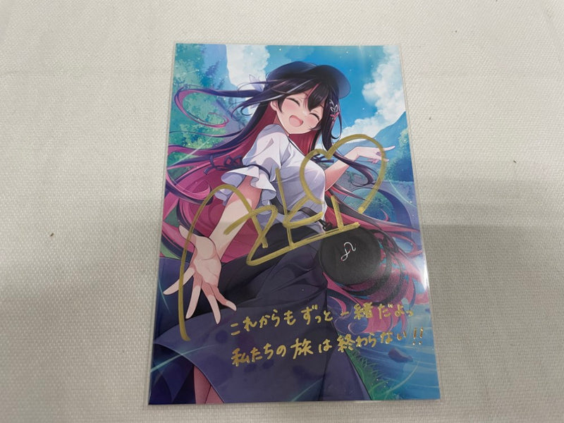 【中古】【開封品】AZKi 直筆サイン＆箔押し複製メッセージ 松うに描き下ろしポストカード「ホロライブ 」＜コレクターズアイテム＞（代引き不可）6546