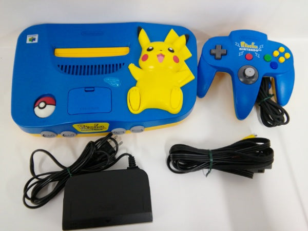 【中古】【動作確認済】【開封品】ピカチュウNintendo64本体(ブルー＆イエロー)＜レトロゲーム＞（代引き不可）6552