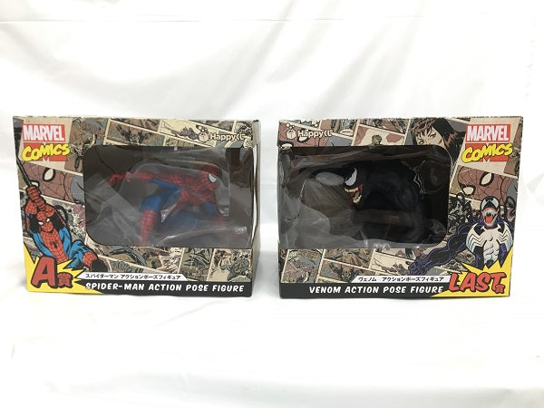 【中古】【未開封】【セット】Happyくじ MARVEL COMICSシリーズ」　アクションポーズフィギュア　A賞　スパイダーマン＆LAST賞　ヴェノム＜フィギュア＞（代引き不可）6558