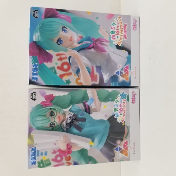 【中古】【未開封】【セット】初音ミク　Luminasta『初音ミク 16th Anniversary　ぶーた Ver.』『初音ミク 16th Anniversary　KEI Ver.』＜フィギュア＞（代引き不可）6584