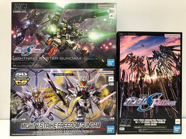 【中古】【未組立】【セット】HG ライジングフリーダムガンダム[クリアカラー]/HG ライトニングバスターガンダム/SDガンダムクロスシルエット マイティーストライクフリーダムガンダム＜プラモデル＞（代引き不可）6605