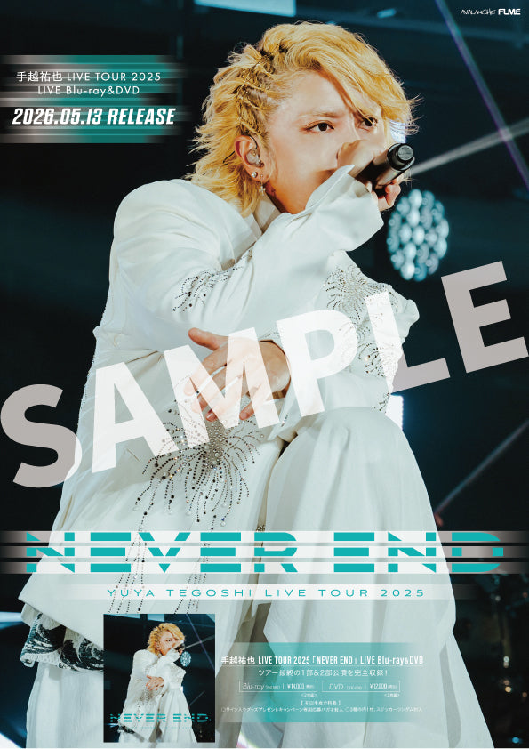 手越祐也NEVER ENDツアーZeppダイバーシティ会場限定ポスター額入りB2 先着特典】手越祐也／手越祐也 LIVE TOUR 2025 「NEVER END」＜2DVD